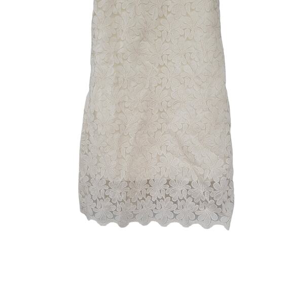 TheOpen Product Ivory Floral Applique Short Sleeve Shift Dress Women Sz S/M - Picture 5 of 7